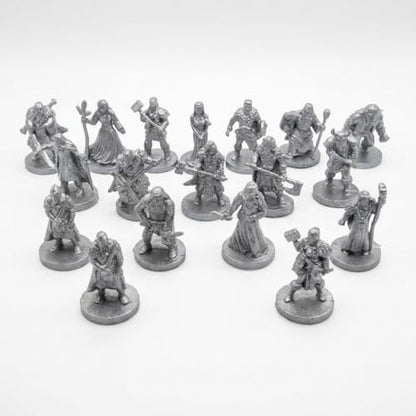 50-Piece Silver Fantasy Miniatures Set: 16 Unique Pre-Finished RPG Figures for Tabletop Roleplaying Games, Heroes & Monsters, Campaign Ready, No Paint Required