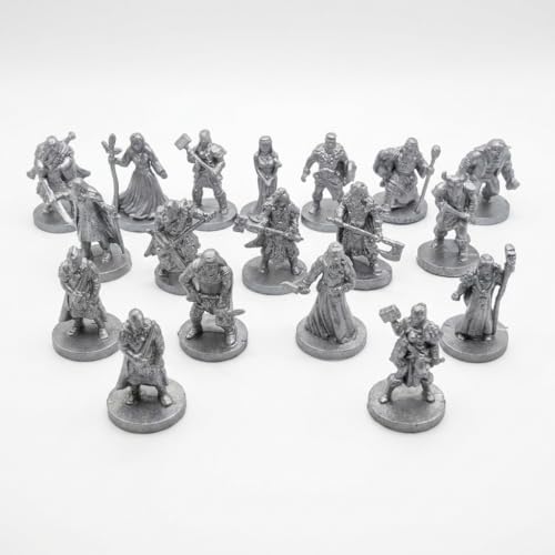 50-Piece Silver Fantasy Miniatures Set: 16 Unique Pre-Finished RPG Figures for Tabletop Roleplaying Games, Heroes & Monsters, Campaign Ready, No Paint Required