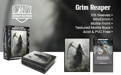 (Grim Reaper) 100% Hand-Drawn 100ct Textured Matte TCG/MTG Card Art Sleeves by Realm Guard - style: Graphene