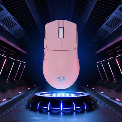 Redragon M916 PRO 3-Mode Wireless Gaming Mouse, 55G Ultra-Light 26K DPI Mouse w/Ergonomic Natural Grip Build, Full Programmable Buttons, Software Supports DIY Keybinds & DPI (1K Hz, Pink) - color: Pink, style: 1K Hz