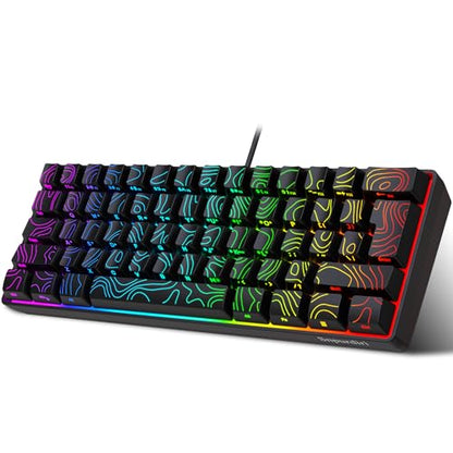 Snpurdiri 60% Wired Gaming Keyboard, 61 Keys RGB Backlit Ultra-Compact Contour Line Small Gaming Keyboard, for PC/Mac Gamer, Typist, Travel, Easy to Carry on Business Trip (Black) - color: Black(Contour-line)