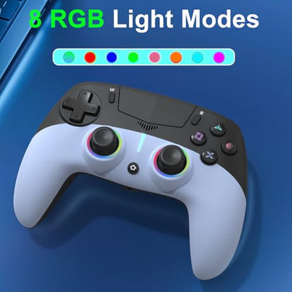 MWCG Wireless Controller for PS5, Compatible with PS5 Pro/Slim/PC, Dual Vibration, Modded Function,8 Light Modes, 3.5mm Audio Jack, 6-Axis Motion Contro Gamepad with Speaker