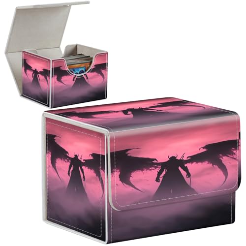PU Leather Deck Box for MTG Commander Cards, Fits 100+ Double Sleeved Cards, Secure Magnetic Trading Card Storage Case for TCG CCG,Dark Winged Knight - color: Dark Winged Knight