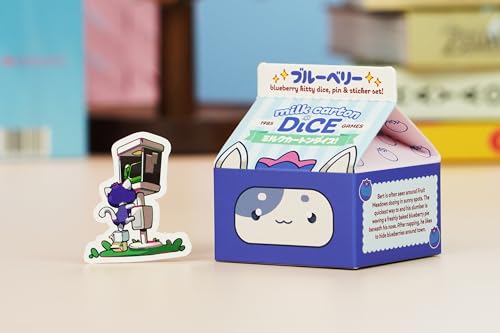 1985 Games Blueberry Cat Milk Carton Dice – Meet The Adorable Residents of Fruit Meadows with This Charming Collectible Set - color: Blueberry