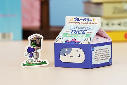 1985 Games Blueberry Cat Milk Carton Dice – Meet The Adorable Residents of Fruit Meadows with This Charming Collectible Set - color: Blueberry