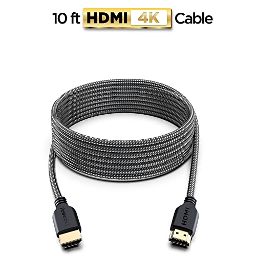 PowerBear 4K HDMI Cable 10 ft [2 Pack] High Speed, Braided Nylon & Gold Connectors, 4K @ 60Hz, Ultra HD, 2K, 1080P, ARC & CL3 Rated | for Laptop, Monitor, PS5, PS4, Xbox One, Fire TV, Apple TV & More - size: 10ft 2Pack