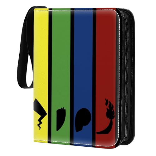 Card Binder 400 Pockets, 50 Sleeves Large Binder Trading Cards Holder 4 Pocket, Storage Organizer, Album Folder Case Protector Collector Gift Cute Cartoon Light - color: Cute Cartoon Light, size: 4 Pocket