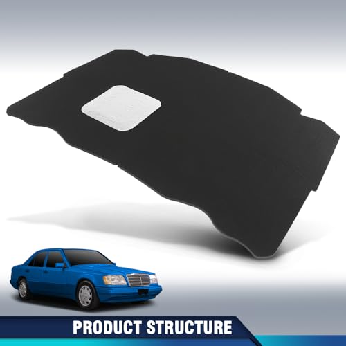 PIT66 Hood Insulation Pad Compatible with Benz W124 E Class 1990-1995 / 300CE 300E 300TE 1990-1993 / 400E 500E 1992-1993 / E320 E420 1994-1995 / E500 1994 1246820726 Black - style: 1990-1995 Benz W124 E Class