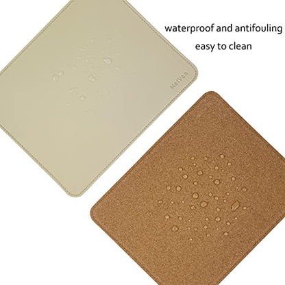 MelVan PU Leather Mouse Pad with Stitched Edge, Wood Mousepad, Waterproof Gaming Mouse Pad Mat for Computers, Laptop, Office & Home, 10.2" x 8.3", 1 Pack (Beige) - color: Beige