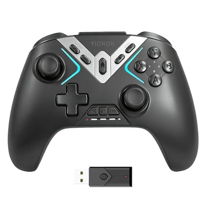 YIONON Wireless PC Controller with Hall Effect Joysticks and Triggers | Bluetooth Controller for Windows PC/Switch/Android/Mobile/TV/iOS/MAC with Loop Macro, Vibration, Turbo, Motion Control - color: Whole Black