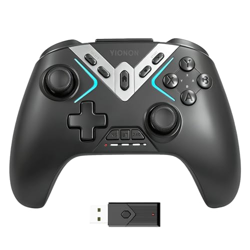 YIONON Wireless PC Controller with Hall Effect Joysticks and Triggers | Bluetooth Controller for Windows PC/Switch/Android/Mobile/TV/iOS/MAC with Loop Macro, Vibration, Turbo, Motion Control - color: Whole Black