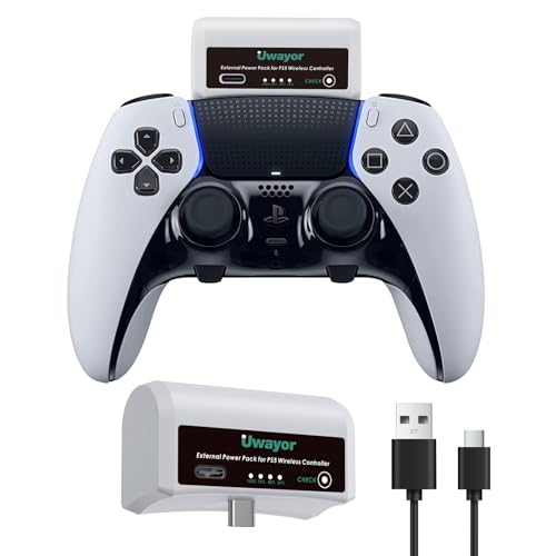 3500mAh External Battery for PS5 Controller, PS5 Replacement Battery Extender for Sony PlayStation 5 DualSense/Edge Controller with USB-C Charging Cable, Play and Charge Kit for PS5 Remote
