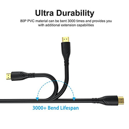 8K HDMI Cable 6ft, 48Gbps Ultra High Speed HDMI 2.1 Cord,Gold Plated Connectors, Supports 8K@60Hz & 4K@120Hz,eARC, HDR, 3D,Compatible with PS5, Xbox Series X/S, Soundbar, 4K TV, Blu-Ray Player - size: 6.6FT
