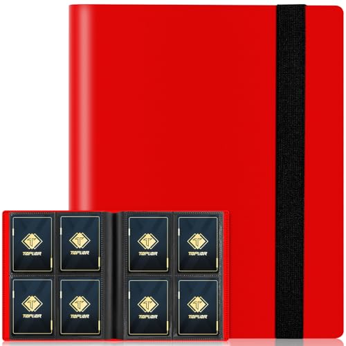 Trading Card Binder, Card Binder Album Folder Book Fit for MTG Baseball Football Sports Cards, Easy to Use Card Collection Binder (Red, 160 Pockets) - color: Red, size: 160 Pockets