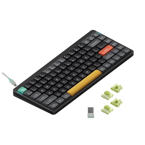 nuphy Air75 V2 Portable 75% Mechanical Keyboard,Wireless Keyboard,Supports Bluetooth/2.4G/USB-C RGB Bluetooth Gaming Keyboards,Compatible with Windows/Mac OS/Linux Systems-Gateron Aloe Switch - color: Black, size: Gateron Aloe Switch