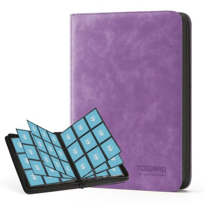 Trading Card Binder, 9 Side Loading Pocket Card Album Hold Up to 540 Cards, Zipper Binder for Cards Collection, TCG Card Holder for Game Card, Sports Card, Yugioh, MTG etc.（Purple） - color: Purple