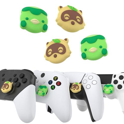 PlayVital Cute Thumb Grip Caps for Nintendo Switch 2 Pro, Switch Pro Controller, Silicone Joystick Caps Cover for ps5, Edge, ps4, Xbox Series X/S, Xbox One, Elite Series 2 Controller - Tanuki & Kappa - color: Tanuki & Kappa