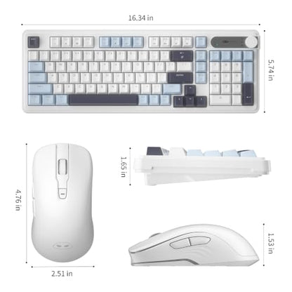 MageGee V990 Creamy Wireless Keyboard and Mouse Combo, 99 Keys RGB Backlit Rechargeable Quiet Gaming Keyboard, Adjustable Optical Mouse, with Number Pad, Keyboards Set for Desktop, Laptop, PC(Blue) - color: Blue