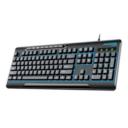 Aimzone Backlit Gaming Keyboard, Ergonomic Quiet Membrane Led Keyboards, 8 Extra On-Board Multimedia Keys, Anti-Ghosting, Dedicated Media Control, Wired, USB, Black (Keys Don't Light Up)