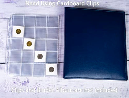 30 Pack 600 Pockets 2x2” Coin Flip Sleeves, Heavy Duty Stamp Collection Pages for 3 Ring Binder, 20 Pocket Photo Slide Flips Organizer Sheet, Top Loading Clear Cardboard Coin Holder Sleeves - color: 30 Pack Coin Sleeves