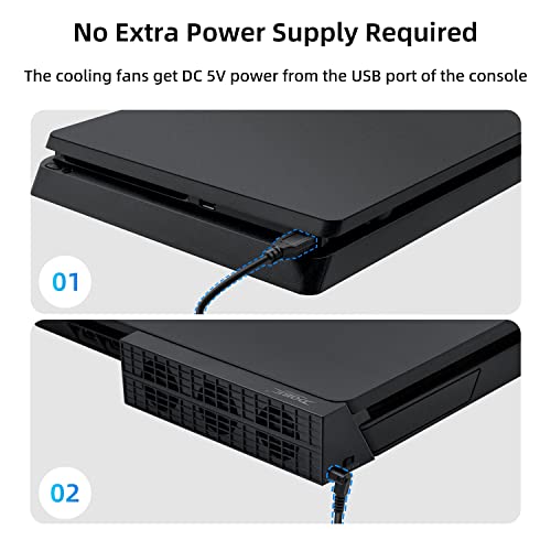 Mcbazel Dobe Intelligent External Auto Temperature Control 3-Fan Cooling Fan Cooler for PS4 Slim Gaming Console (NOT for PS4 or PS4 Pro)