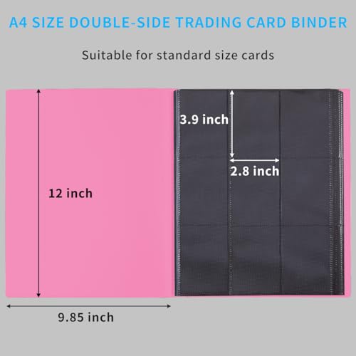Card Binder, 360 Pockets Upgraded Trading Card Binders, Cards Collection Binder 9 Pocket, Side Loading Yugioh Binder Book Holder for MTG, TCG, Sport, Football, Baseball Collector Cards - Rose red - color: Rose red