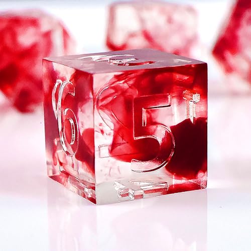 Sharp Edge DND Dice Set Dice，Resin D&D Dice Set for TTRPGs Dungeons and Dragons Gifts， MTG RPG Role Playing Gaming D and D Dice, Dungeons and Dragons D&D Dice with Box Case(Blood)