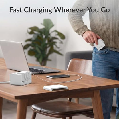 Gitryin 12-in-1 Desktop Modular Charging Station, 4 65W USB C Retractable Chargers with 33.5in Built-in Cables, ETL Surge Protector Charging Hub for Laptop, Phone, Tablet, Home Office Desk, White - color: White