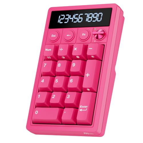 RK ROYAL KLUDGE M20 Wireless Number Pad, Mechanical Numpad with LCD Display, PC Numpad & Calculator Modes, Programmable Numeric Keypad, Bluetooth/2.4G/Wired, RGB Hot-Swappable for Win/Mac - color: Cherry