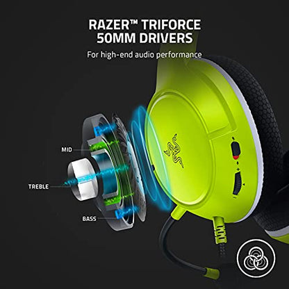 Razer Kaira X Wired Headset for Xbox Series X|S, Xbox One, PC, Mac & Mobile Devices: Triforce 50mm Drivers - HyperClear Cardioid Mic - Memory Foam Ear Cushions - On-Headset Controls - Electric Volt - color: Lime