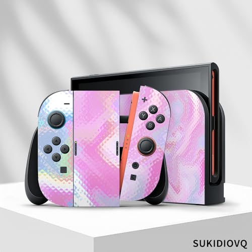 for Nintendo Switch 2 Skin Wrap Cover Decal Sticker Wrap Vinyl Mixed-Color Pattern (Pink) - color: Pink