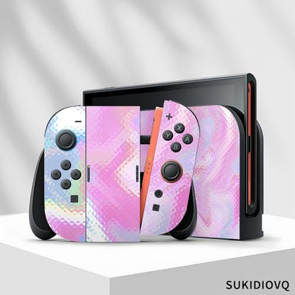 for Nintendo Switch 2 Skin Wrap Cover Decal Sticker Wrap Vinyl Mixed-Color Pattern (Pink) - color: Pink