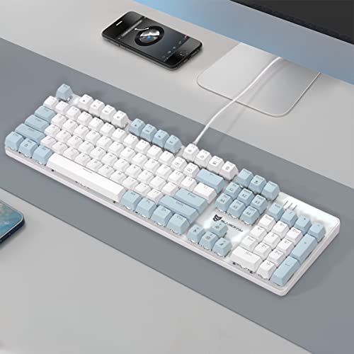 Merdia 104 Keys US Layout Wired Mechanical PC Gaming Keyboard | White LED Backlit Hot Swappable Brown Switch Full Size Mechanical Keyboard | Blue & White Keycaps Wired Gaming Computer Keyboards - color: Brown Switch Blue & White