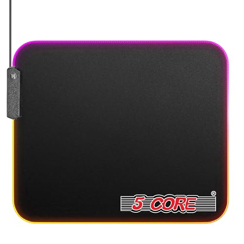 5 CORE RGB Gaming Mouse Pad Medium 11.8x9.8 Inch 12 LED Lighting Modes Desk Mouse Mat Non-Slip Rubber Base Waterproof Mousepad for Gaming MP 300 RGB