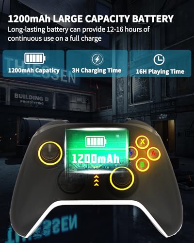 Bcofo Wireless Mobile Gaming Controller for iPhone/Android/Switch/Laptop, Wired Control for PC/Steam, Programmable Game Gamepad with Phone Clip for Gamer, with RGB Lighting Effect/Turbo/Vibration - color: Black-01