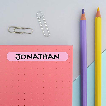 50 Personalized Adhesive Labels to Mark Objects 2.3 x 0.4 in. Waterproof Stickers to Mark School Supplies, Books, kindergartens Goods, Summer Camps, Children's Toys, etc. - color: Palette 9
