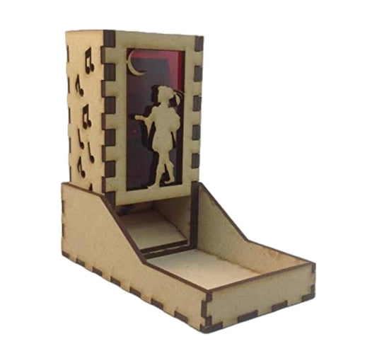 Bard Mini Dice Tower v1 Red Acrylic Window Laser Cut MDF Unique Gift