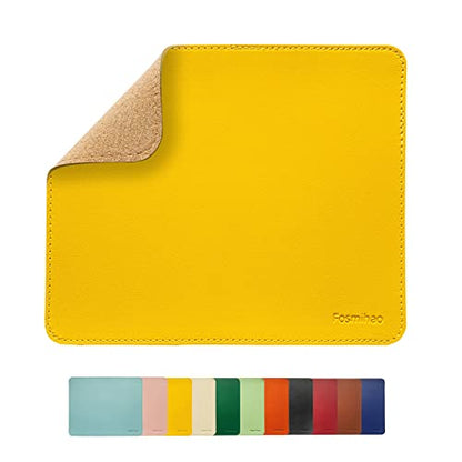 Leather Mouse Pad - Wood Mouse Pad, Double Side Mouse Pad with Stitched Edge, Waterproof Ultra Thin Mouse Pad for Computers, Laptop, Office & Home, 10.2 x 8.3 Inch, 1 Pack (Yellow) - color: Yellow