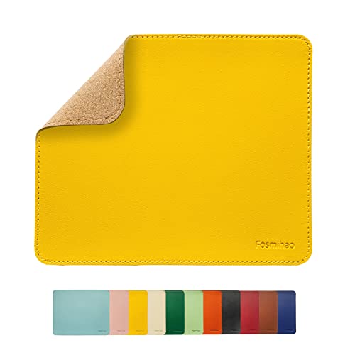 Leather Mouse Pad - Wood Mouse Pad, Double Side Mouse Pad with Stitched Edge, Waterproof Ultra Thin Mouse Pad for Computers, Laptop, Office & Home, 10.2 x 8.3 Inch, 1 Pack (Yellow) - color: Yellow