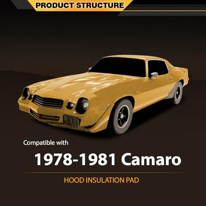 CNNELL Hood Insulation Pad Compatible with Chevy Camaro 1980-1981 - style: 1980-1981 Chevy Camaro