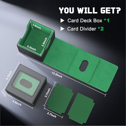 Kabinka MTG Deck Box with Window, Commander Deck Box for Trading Cards, Holds 110+ Double Sleeved Cards, Fits TCG CCG EDH (Black Green) - color: Black Green