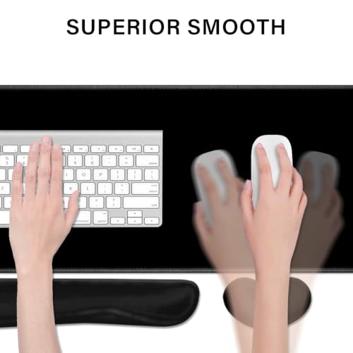 Desk Pad and Keyboard Wrist Rest, Large Mouse Pad + Keyboard Pad+Mouse Wrist Support, Non-Slip Desk Mat Protector for Office, Home 31.5×11.8 Inches Black - color: Black