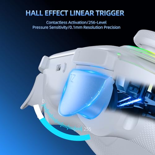 EJGAME Wireless Controller Compatible with Switch/Switch 2/Windows PC/Steam Deck/Android, Switch Pro Controller with Hall Effect Joysticks and Triggers,with USB Bluetooth Adapter for PC (White)