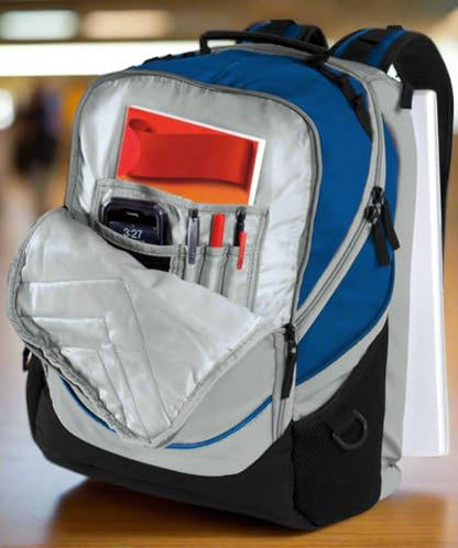 Broad Bay Boise State Backpack | Official BSU Broncos Logo, Padded Laptop Computer Section, Premium 600 Denier Nylon Fabric, - color: Blue & Gray