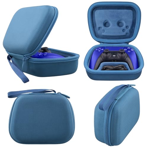Baval Hard Case for Playstation 5 PS5 DualSense Wireless Controller | Protective Storage Box, Specifically Design for PS 5 Controller, Soft Velvet Lining, Customized Slots, Snug Fit, Dark Blue - color: Blue Hard Case