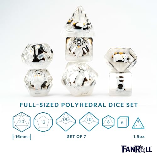 FanRoll 16mm Resin Poly DND Dice Set: Penguin Dice, Role Playing Game Dice for Dungeons and Dragons