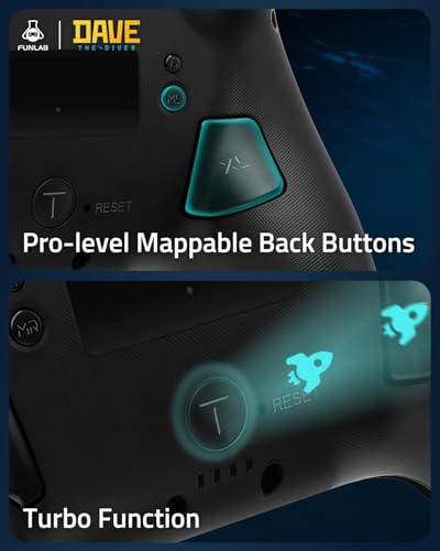 Switch 2 Pro Controller with Charging Dock FUNLAB x Dave the Diver Official Licensed - Hall Effect Sticks, Hidden-Light RGB, One-Click Wake-Up, Turbo, 2 Back Paddles, for Switch 2/OLED/PC, Collector - color: 컬러풀 데이브