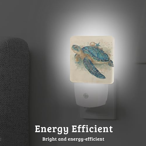 Sea Turtle Night Light, Plug-into Wall Nightlight with Dusk to Dawn Sensor, Energy Efficient Lamp for Bedroom/Bathroom/Kitchen/Hallway/Stairs - color: Sea Turtle
