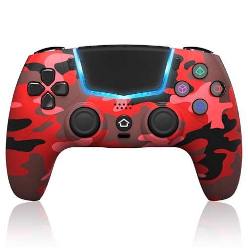 Wireless Controller for PS5, Compatible with PS5/Pro/Slim/PC, Replaces the PS5 Controller with Hall-Effect Joysticks, Hall-effect Triggers, 6-Axis Gyros, Dual Vibration And Turbo, 3.5mm Audio Jack/Speaker, Red - color: Red