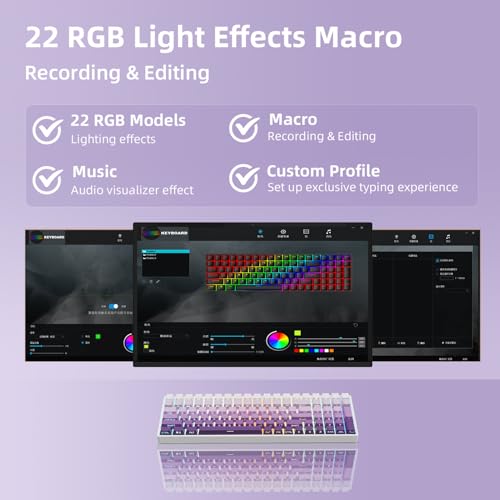 ZORNHER ZH100 Wireless Mechanical Keyboard,98% Purple Creamy Keyboard with Number Pad,Full Size Gaming Keyboard,Lighted Up PBT Dipped Keycaps,KKT Red Switches - color: Purple Gradient, size: TTC Red Switch (Linear Switch)